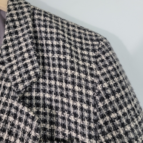 Liz Claiborne Women Wool Blend Silk Black Herringbone Double Breasted Blazer 8 - Picture 3 of 11